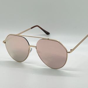 Sunglasses Pink‎ Mirrored Lens Gold Frame Fashion Trendy Round Metal Luxury New